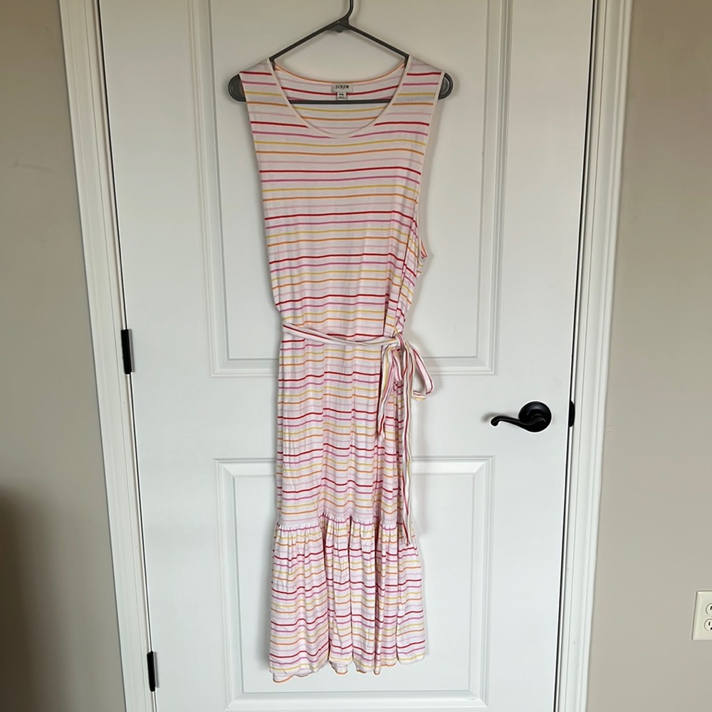 J. Crew Striped Knit Tie Waist Dress.